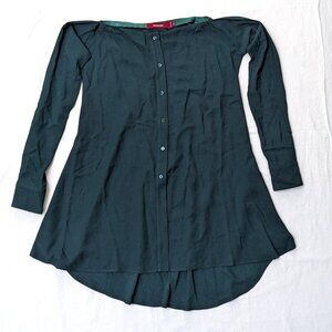 Sies Marjan Long Sleeve Wool Blend Oversize Shirt Tunic Top Dark Green Size 4